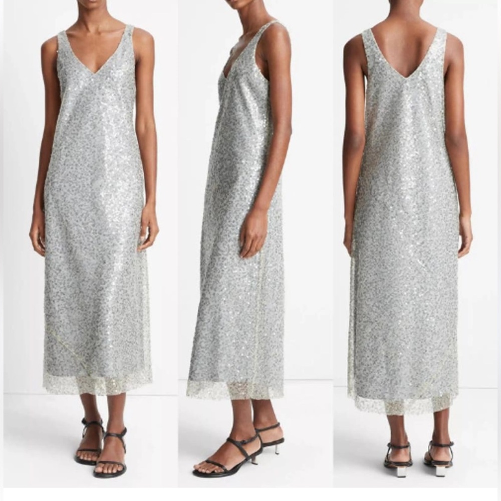 Vince Lucite Sequined Midi Slip Dress
